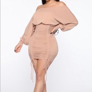 Plus Nude Fashion Nova Ruched Dress